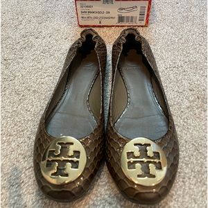 Tory Burch Reva Flats in  Litus Snake Print, sz 8